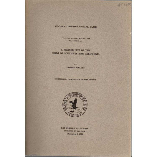 Book cover and/or sample page of A Revised List of the Birds of Southwestern California