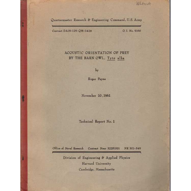 Book cover and/or sample page of Acoustic Orientation of Prey by the Barn Owl, Tyto alba