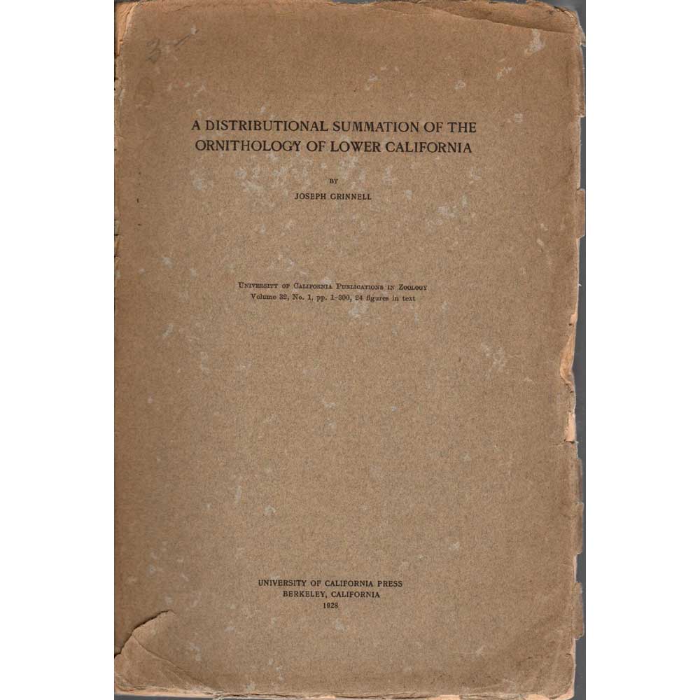 Book cover and/or sample page of A Distributional Summation of the Ornithology of Lower California