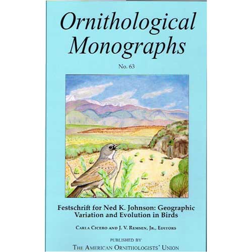 Book cover and/or sample page of Festschrift for Ned K. Johnson: Geographic Variation and Evolution in Birds (OM63)
