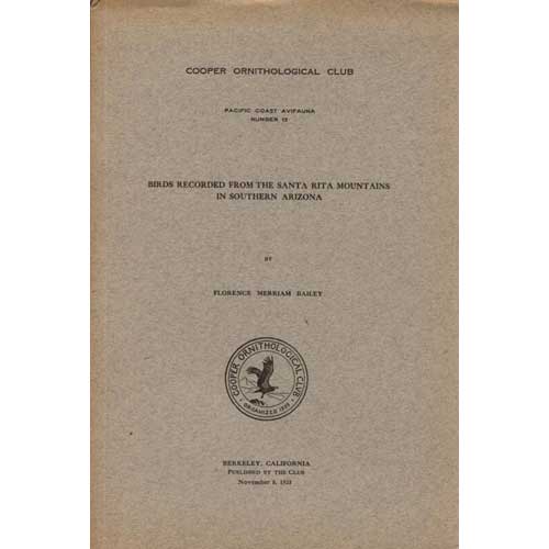 Book cover and/or sample page of Birds Recorded from the Santa Rita Mountains in Southern Arizona