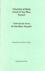 Book cover and/or sample page of Checklist of Birds Found in San Blas, Nayarit / Lista de las Aves de San Blas, Nayarit