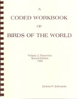 Book cover and/or sample page of A Coded Workbook of Birds of the World. Volume 2. Passerines