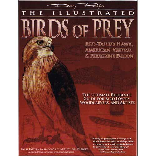 Book cover and/or sample page of The Illustrated Birds of Prey: Red-tailed Hawk, American Kestrel and Peregrine Falcon: The Ultimate Reference Guide for Bird Lovers, Artists, and Woodcarvers