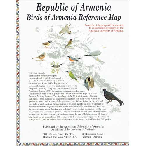 Book cover and/or sample page of Birds of Armenia Reference Map