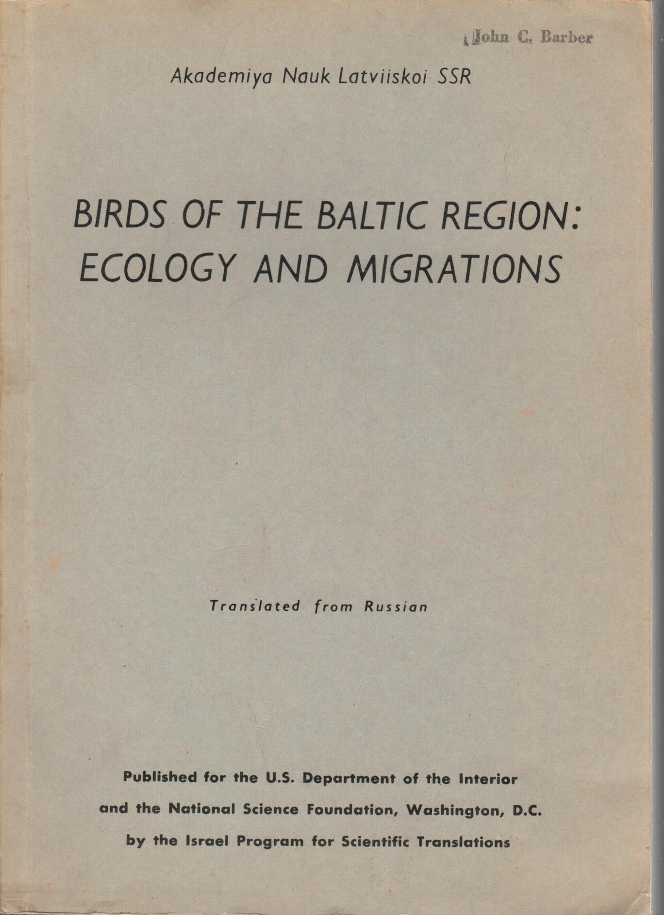 Book cover and/or sample page of Birds of the Baltic Region: Ecology and Migrations