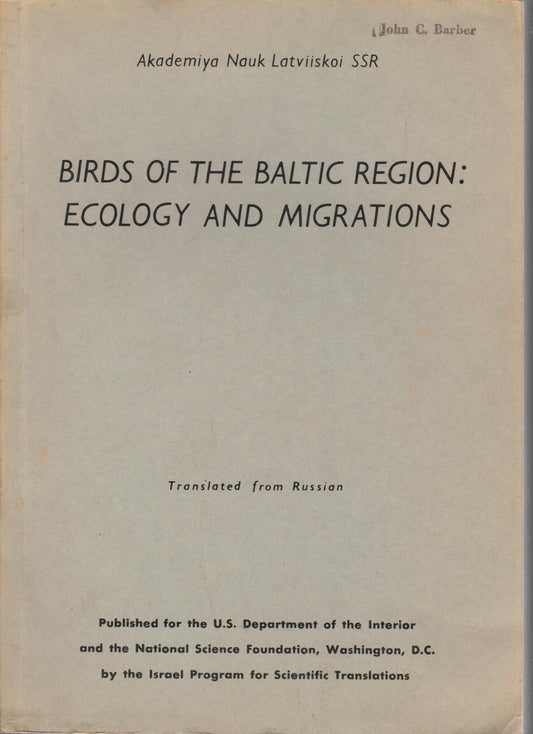 Book cover and/or sample page of Birds of the Baltic Region: Ecology and Migrations