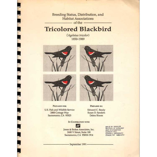 Book cover and/or sample page of Breeding Status, Distribution, and Habitat Associations of the Tricolored Blackbird (Agelaius tricolor)