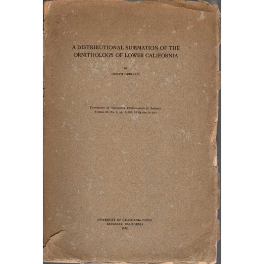 Book cover and/or sample page of A Distributional Summation of the Ornithology of Lower California