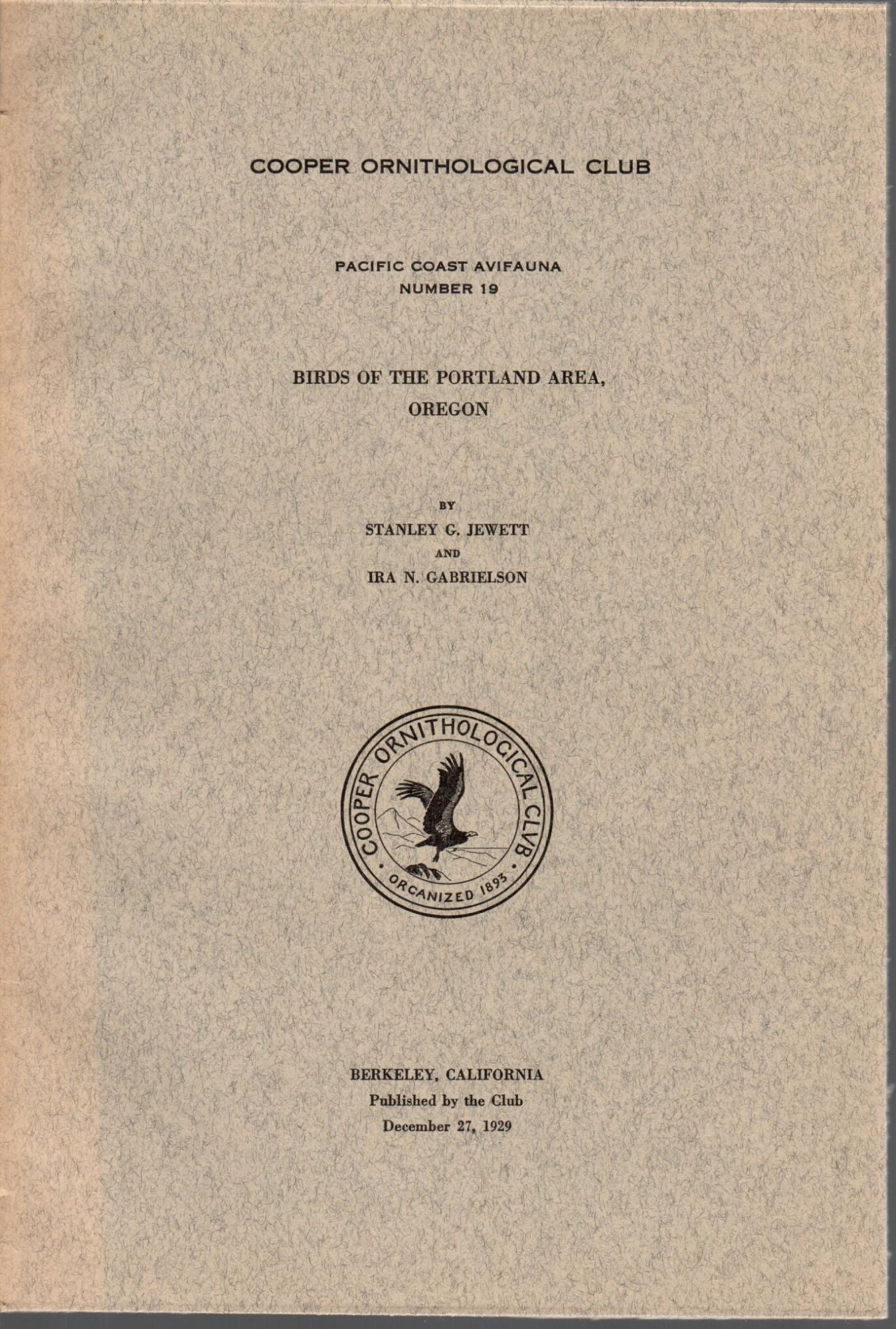 Book cover Birds of the Portland Area, Oregon