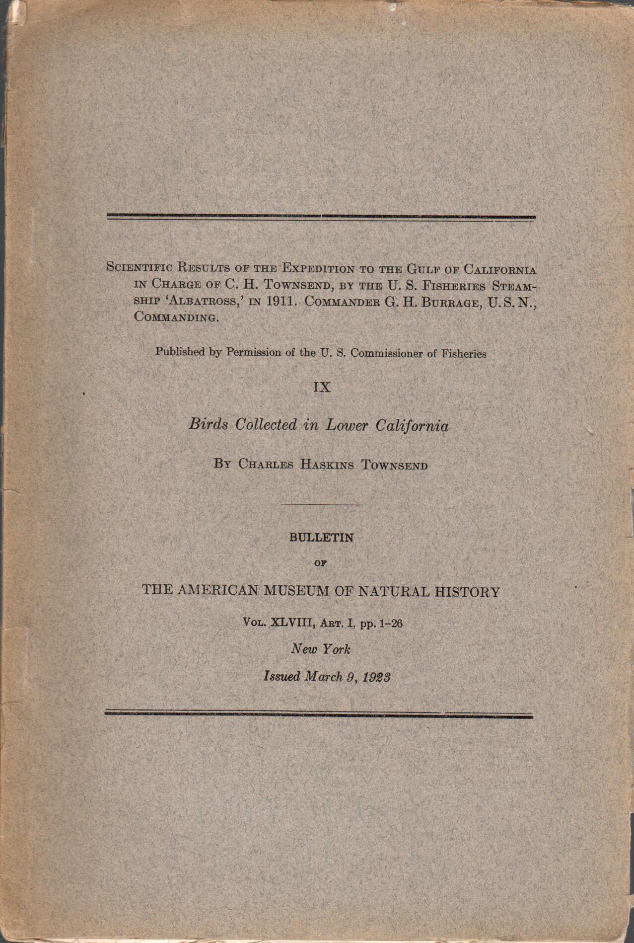 Book cover Birds Collected in Lower California
