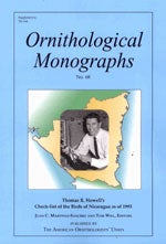 Book cover and/or sample page of Thomas R. Howell's Check-list of the Birds of Nicaragua as of 1993 (OM68)
