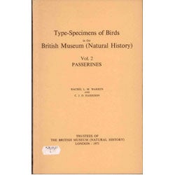 Book cover and/or sample page of Type-Specimens of Birds in the British Museum (Natural History) Volume 2. Passerines