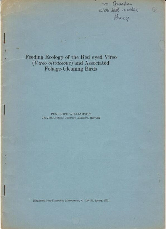 Book cover and/or sample page of Feeding Ecology of the Red-eyed Vireo (Vireo olivaceous) and Associated Foliage-Gleaning Birds