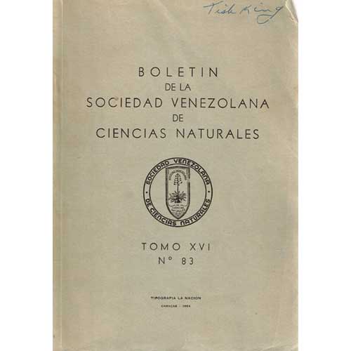 Book cover and/or sample page of Boletin De La Sociedad Venezolana De Ciencias Naturales TOMO XVI, No. 83