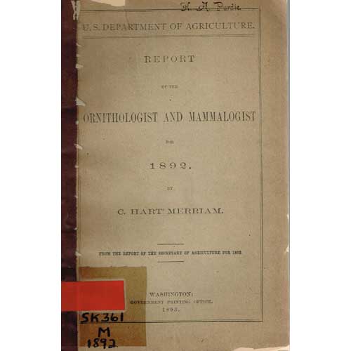 Book cover and/or sample page of Report of the Ornithologist and Mammalogist for 1892 by C. Hart Merriam