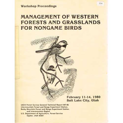 Book cover and/or sample page of Workshop Proceedings: Management of Western Forests and Grasslands for Nongame Birds