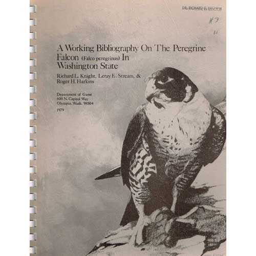 Book cover and/or sample page of A Working Bibliography on the Peregrine Falcon [Falco perefrinus] in Washington State