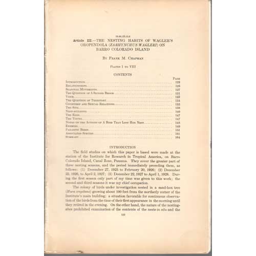 Book cover and/or sample page of The Nesting Habits of Wagler's Oropendola (Zarhynchus wagleri)  on Barro Colorado Island