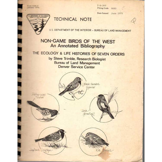 Book cover and/or sample page of Non-Game Birds of the West, an Annotated Bibliography: The Ecology and Life Histories of Seven Orders