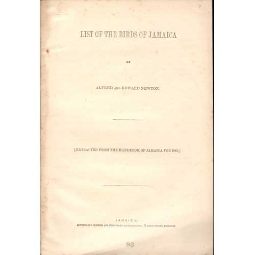 Book cover and/or sample page of List of the Birds of Jamaica