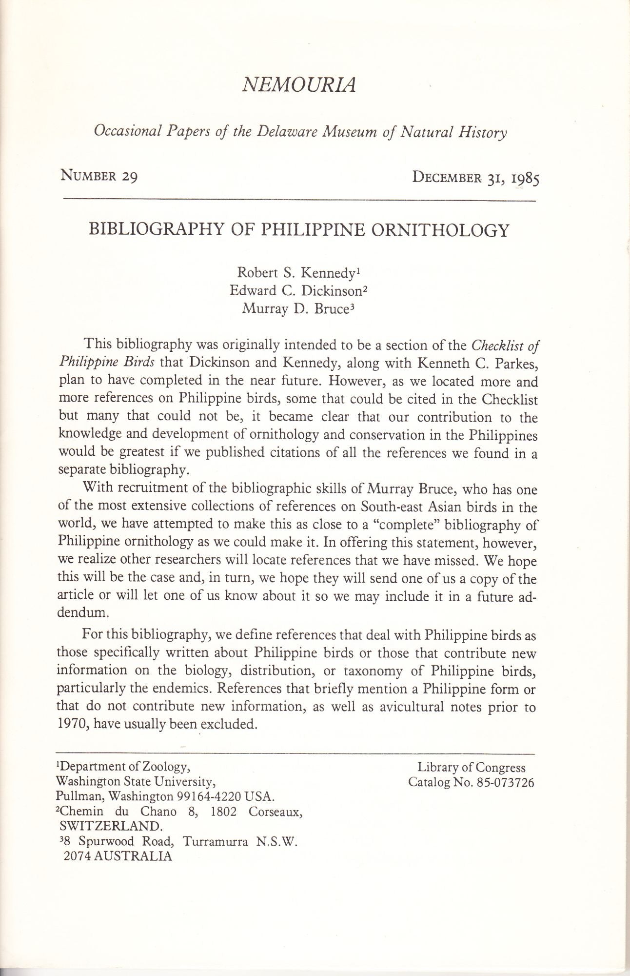 Bibliography Of Philippine Ornithology