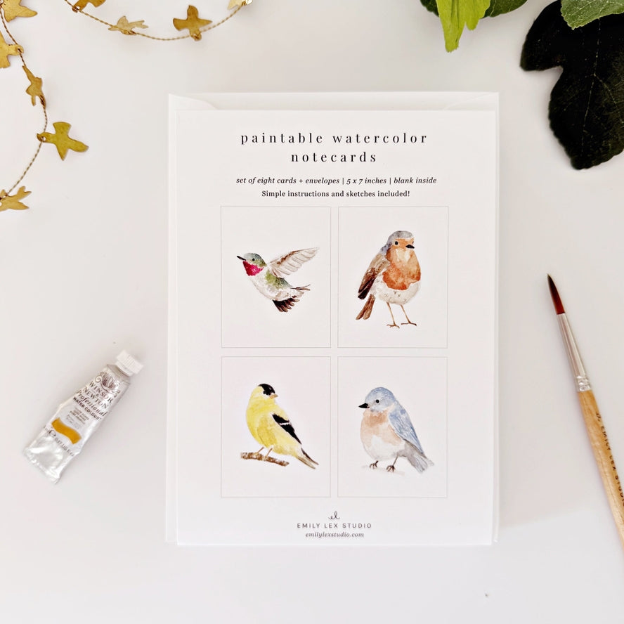 Paintable Bird Watercolor Notecards