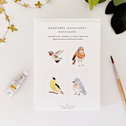 Paintable Bird Watercolor Notecards