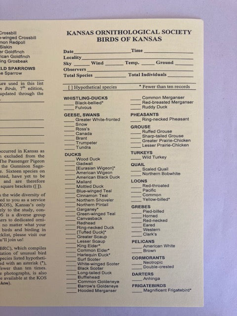 Kansas Ornithological Society Birds of Kansas